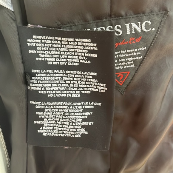 GUESS: Red Winter Parka with Faux Fur Detachable Hood, Size Small - Picture 6 of 10